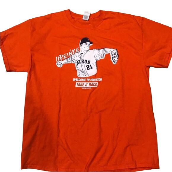 Houston Astros MLB Pitcher Zack Greinke Short Sleeve Orange XL - Picture 4 of 4